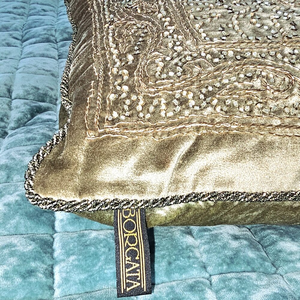 Borgata beaded velvet pillow 15"